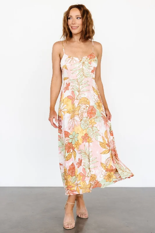 Hilo Back Tie Maxi Dress | Multi Stylish Boho Maxi Dress