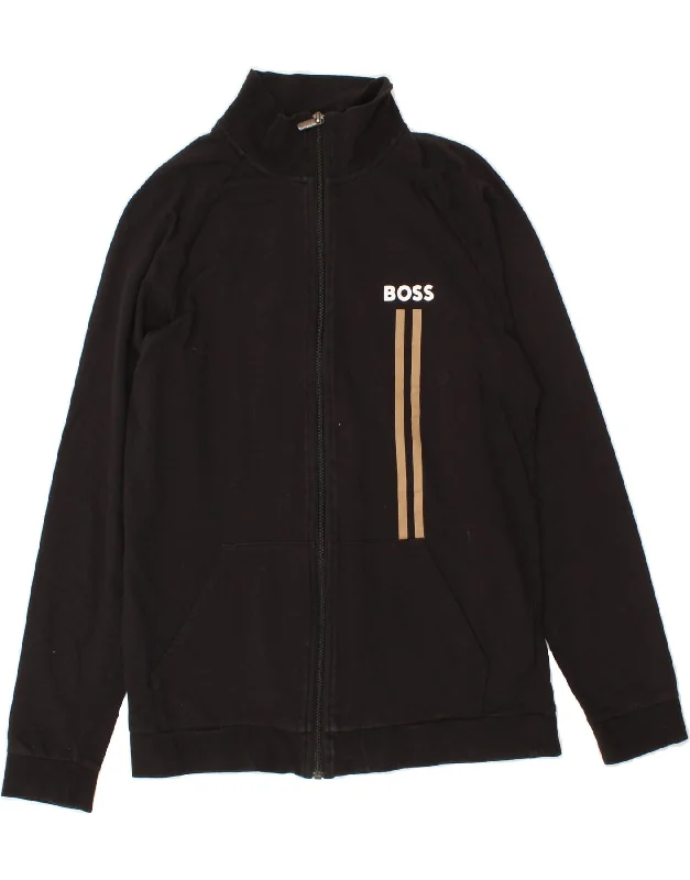 HUGO BOSS Womens Graphic Tracksuit Top Jacket UK 16 Large Black Cotton Notch Collar Jacket Peter Pan Collar Jacket Cowl Neck Jacket HUGO BOSS Womens Graphic Tracksuit Top Jacket UK 16 Large Black Cotton Notch Collar Jacket Peter Pan Collar Jacket Cowl Neck Jacket