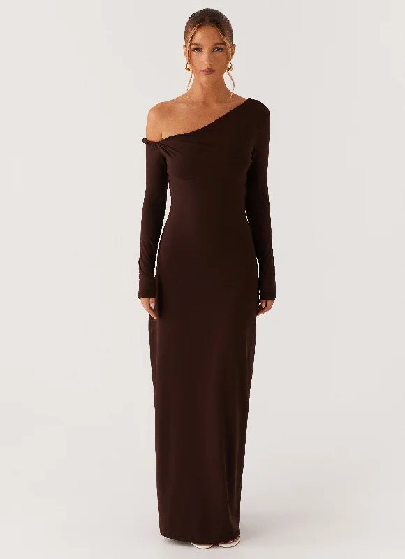 Jordana Twist Maxi Dress - Brown Chic Summer Floral Maxi Dress