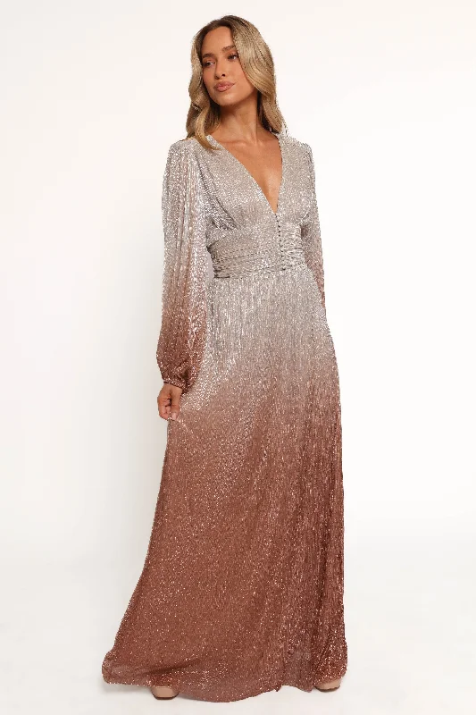 Jovie Maxi Dress - Starlight Bronze Fashionable Halter Neck Maxi Dress