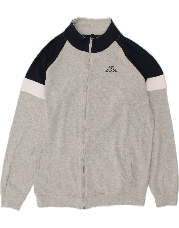 KAPPA Womens Tracksuit Top Jacket UK 20 2XL Grey Colourblock Cotton Embroidered Jacket Appliqued Jacket Beaded Jacket KAPPA Womens Tracksuit Top Jacket UK 20 2XL Grey Colourblock Cotton Embroidered Jacket Appliqued Jacket Beaded Jacket