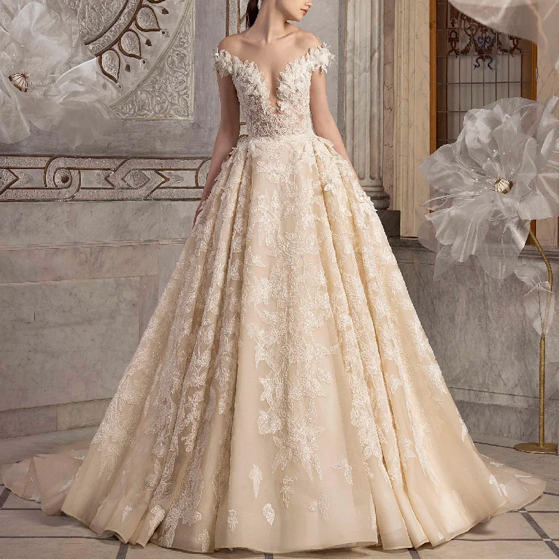 Leaves Embroidered Ball Gown