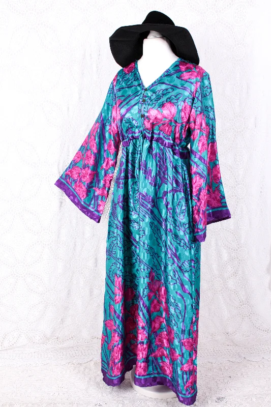 Lily Maxi Dress - Blue & Pink Shimmer Vintage Sari - Size S/M Classic Tulle Maxi Dress Lily Maxi Dress - Blue & Pink Shimmer Vintage Sari - Size S/M Classic Tulle Maxi Dress