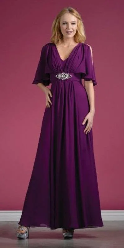 CLEARANCE - Cinderella Divine 1295 Long Grecian Dress Mid Length Sleeves (Size M)