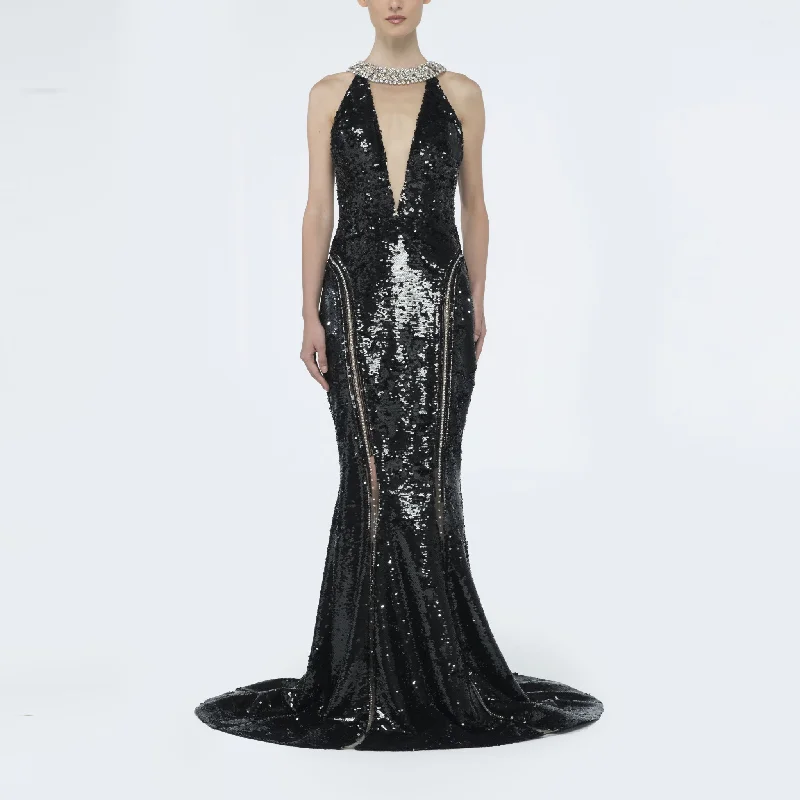 Elizea Black Loing Couture Dress