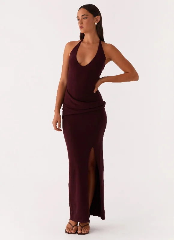 Lucky You Knit Maxi Dress - Mulberry Chic Boho Print Maxi Dress
