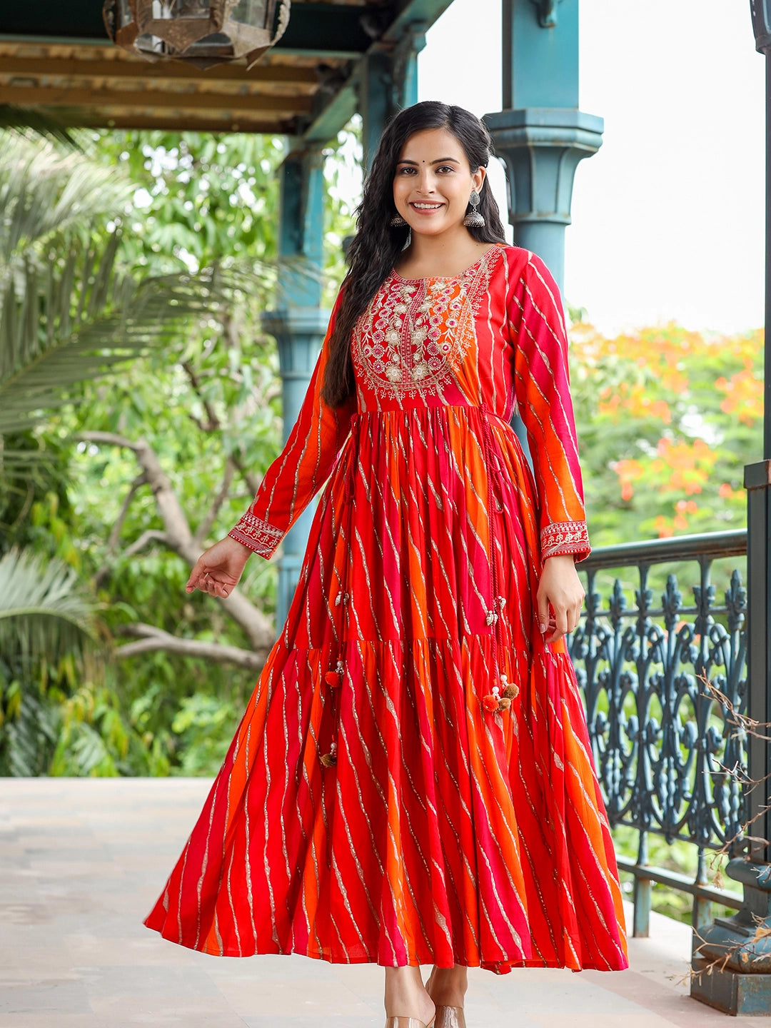 WOMEN'S RED MARVELOUS RAYON LONG GOWN