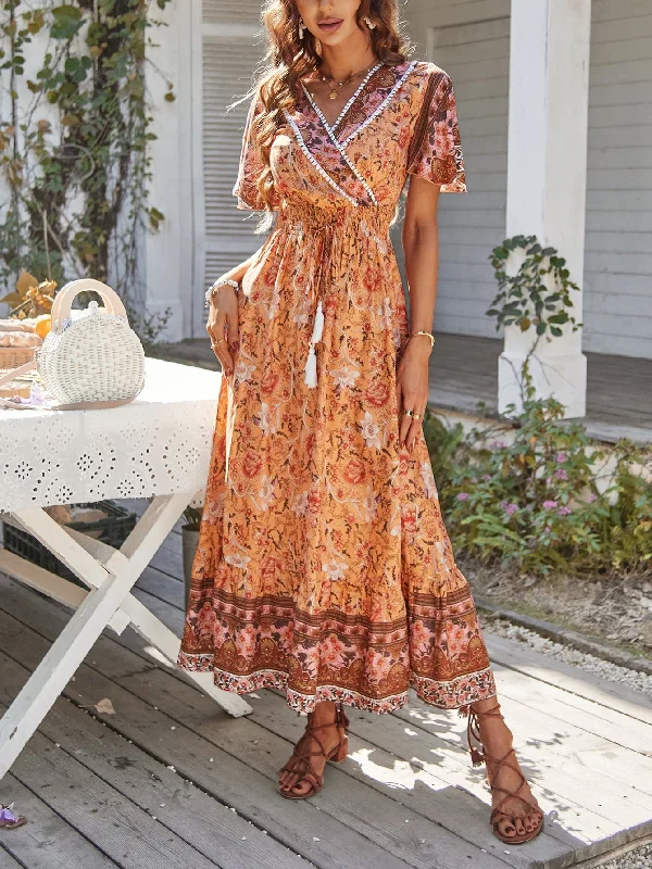 Matilda Floral Maxi Dress Cozy Cold-Shoulder Maxi Dress
