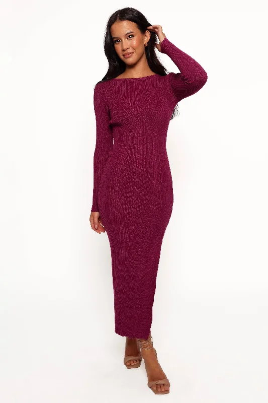 Mattie Long Sleeve Maxi Dress - Plum Classic Black Maxi Dress