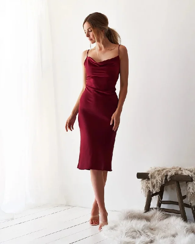 Night To Remember Satin Maxi Dress - Merlot Fashionable Sleeveless Maxi Dress