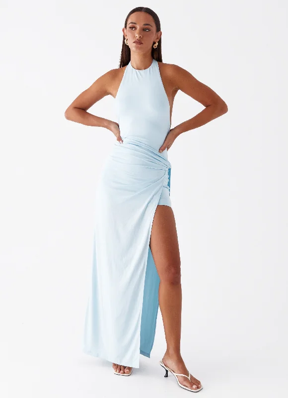 Oceana Maxi Dress - Blue Elegant Maxi Dress with Ruffles