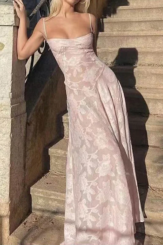 TastyHottie - Pink Jacquard Corset Cami Dress