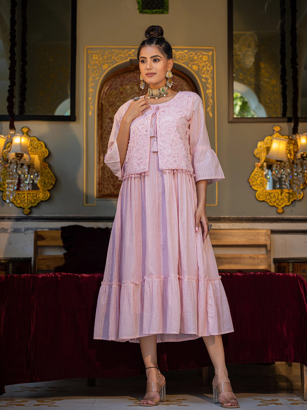 WOMEN'S PINK PINK PASTEL - COTTON LONG GOWN
