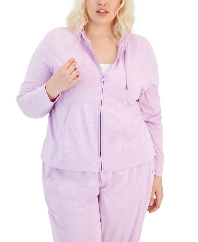 Plus Size Full-Zip Hooded Jacket Lace Jacket Ribbed Jacket Sequined Jacket
