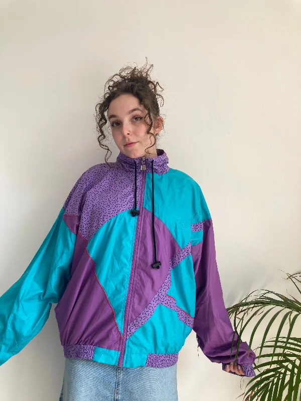 Purple Vintage Sports Jacket (XL) Notch Collar Peter Pan Collar Cowl Neck