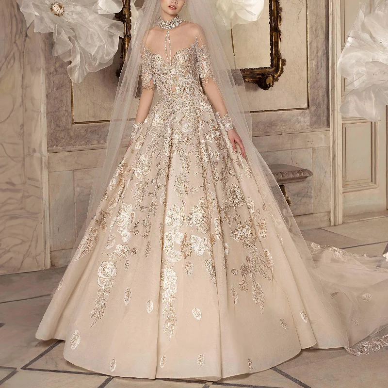  Roses Embroidered Tulle Gown