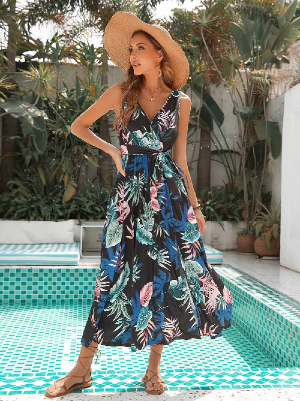 Sacred Gardens Maxi Dress - Black Stylish Maxi Dress with Frills