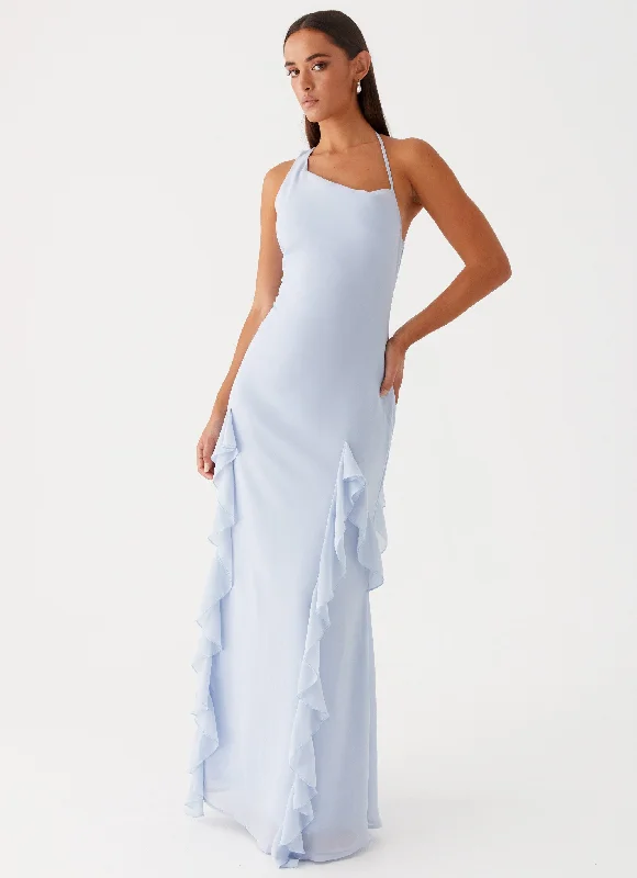 Sammie Maxi Dress - Blue Fashionable Faux Wrap Maxi Dress