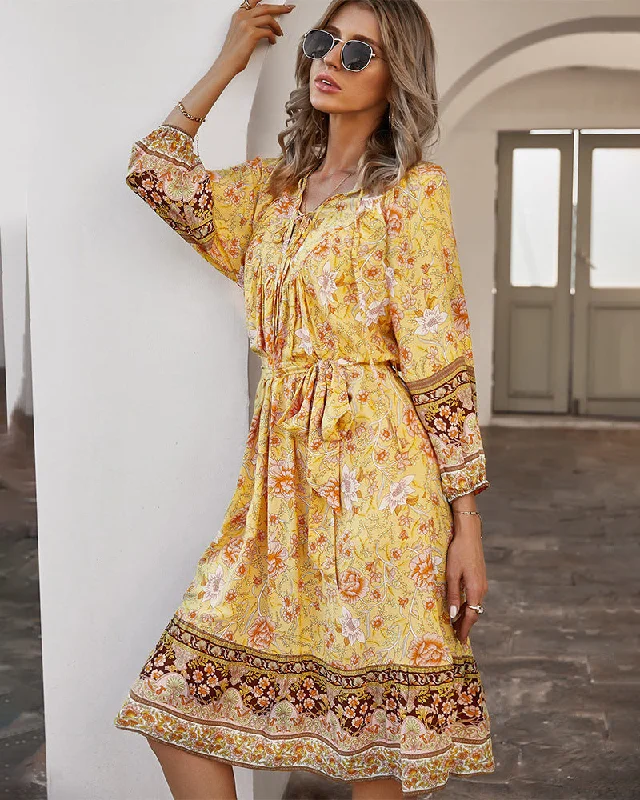 Sanibel Swiss Dot Boho Maxi Dress - Pale Yellow Comfortable Fitted Maxi Dress