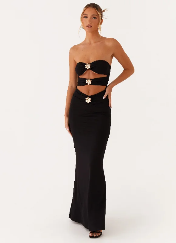 Save Me Maxi Dress - Black Comfortable Pleated Maxi Dress