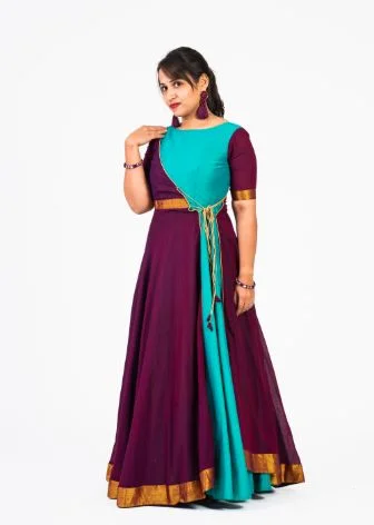Sea Green & Burgundy Color Jacket Style Long Dress Satin Jacket Silk Jacket Chiffon Jacket Sea Green & Burgundy Color Jacket Style Long Dress Satin Jacket Silk Jacket Chiffon Jacket