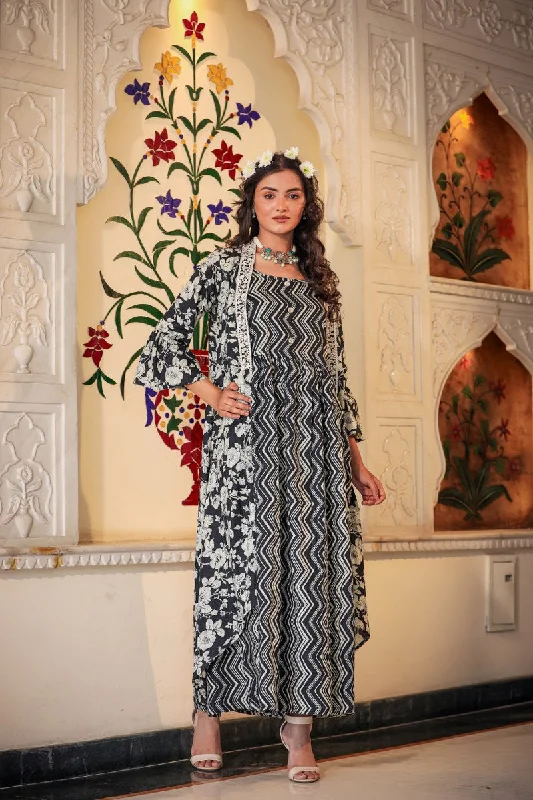 Stylish Black Shrug in black Long Gown