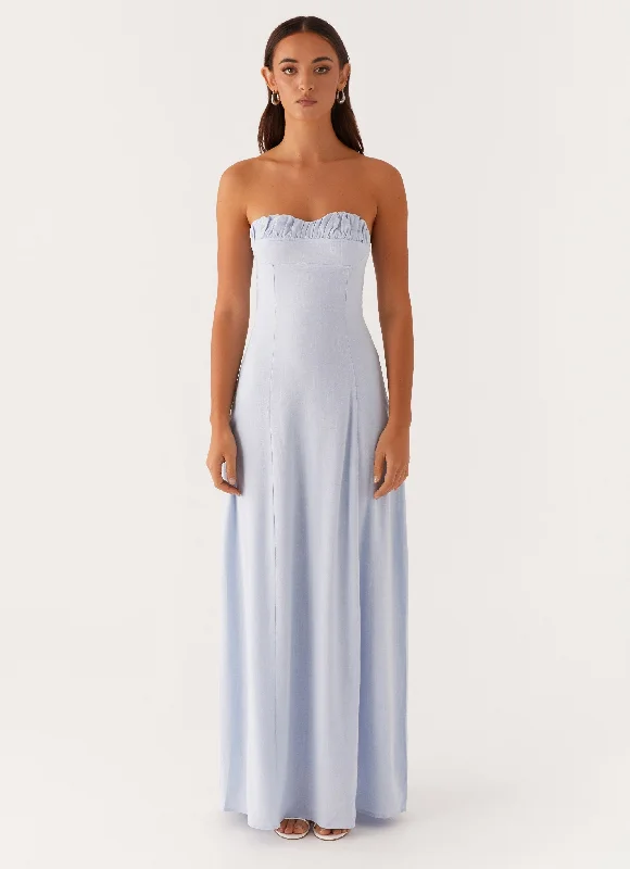 Tayla Linen Maxi Dress - Blue Comfortable Bohemian Maxi Dress