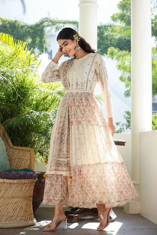 WOMEN'S DUPATTA THE LAVISH PRINTS LONG GOWN