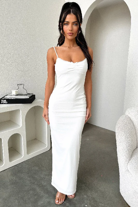 Tilly Maxi Dress - White Casual Maxi Dress with Pockets