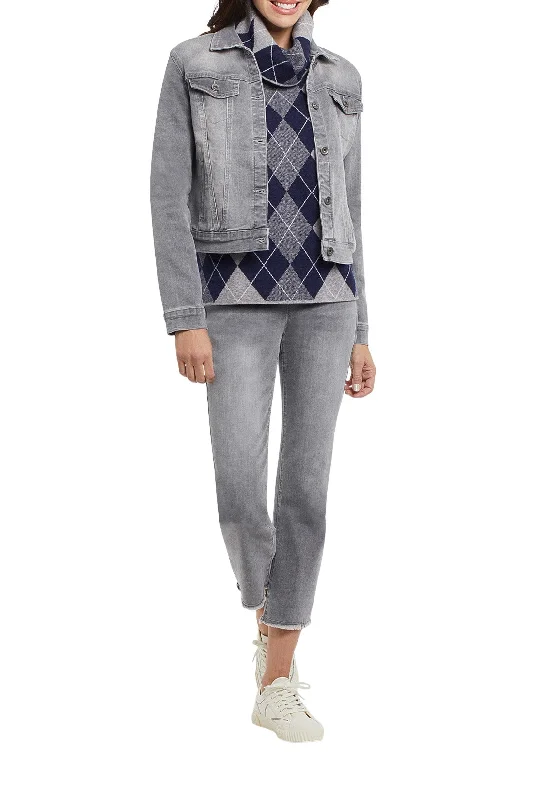 Tribal Classic Jean Jacket w/ Pockets 7489O-2020-1792 Grey Stone Welt Pockets Slit Pockets Flap Pockets Tribal Classic Jean Jacket w/ Pockets 7489O-2020-1792 Grey Stone Welt Pockets Slit Pockets Flap Pockets