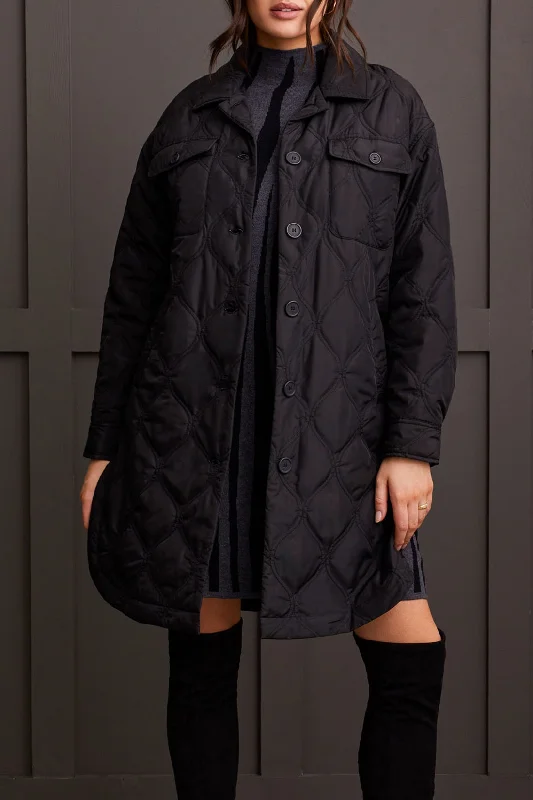 Tribal Long Quilted Button Front Jacket 5576O-4895-0002 Black Hooded Jacket Caped Jacket Shawl Collar Jacket Tribal Long Quilted Button Front Jacket 5576O-4895-0002 Black Hooded Jacket Caped Jacket Shawl Collar Jacket