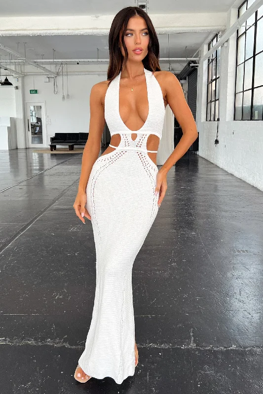 Tropez Maxi Dress - White Trendy Short Sleeve Maxi Dress