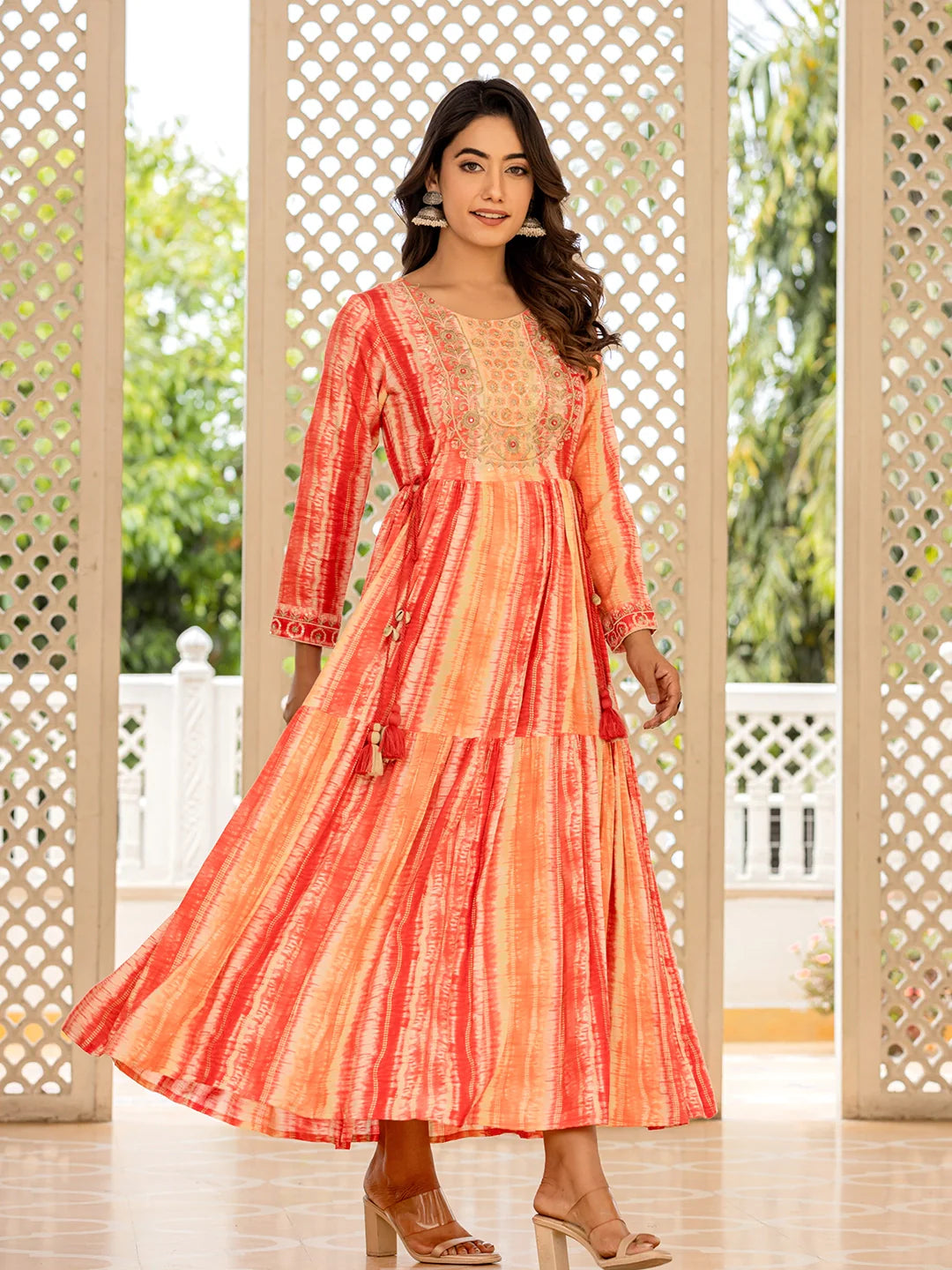 WOMEN'S PINK WHISPERING WILLOWS: COTTON LONG GOWN