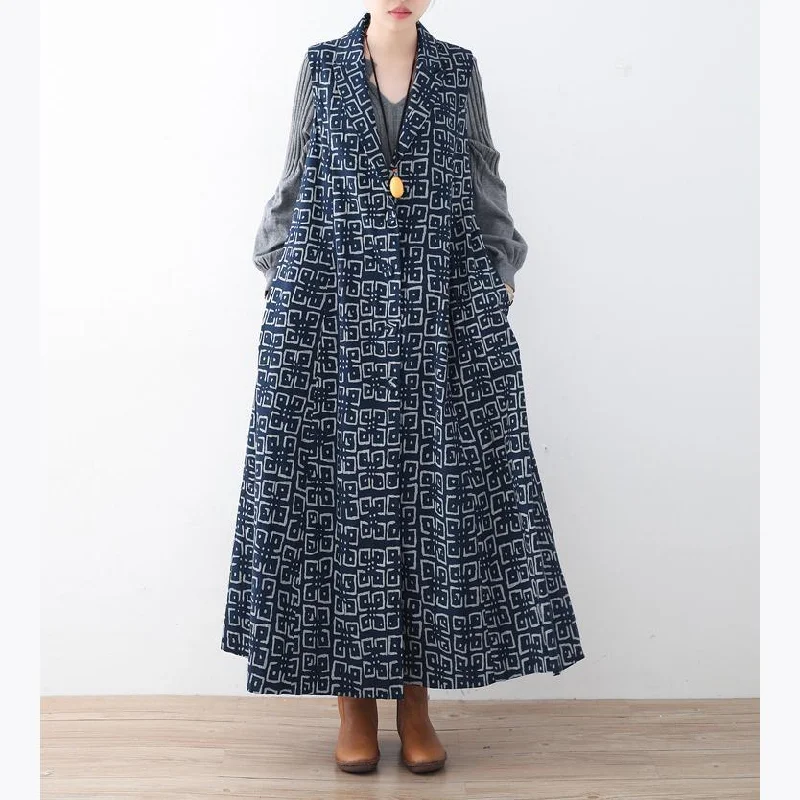 women blue cotton vest Jackets & Coats oversize prints Winter coat women sleeveless long coat Jacket Blazer Coat women blue cotton vest Jackets & Coats oversize prints Winter coat women sleeveless long coat Jacket Blazer Coat