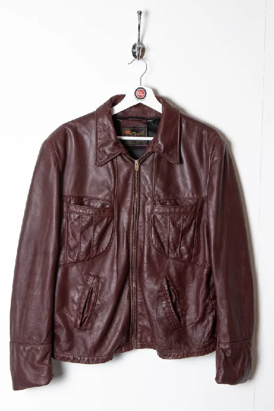 Women's 1970s Reed Sportswear Leather Biker Jacket (M) Front Pockets Side Pockets Patch Pockets Women's 1970s Reed Sportswear Leather Biker Jacket (M) Front Pockets Side Pockets Patch Pockets