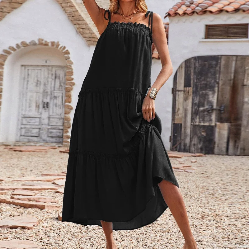 Young Love Ruffle Maxi Dress - Black Elegant Boho Maxi Dress