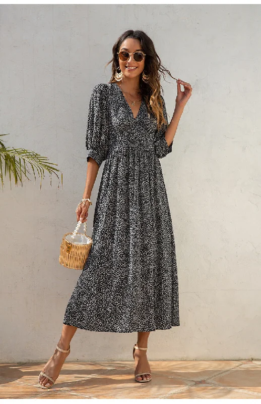 Yusha Floral Drape Maxi Dress Comfortable Maxi Dress with Belt