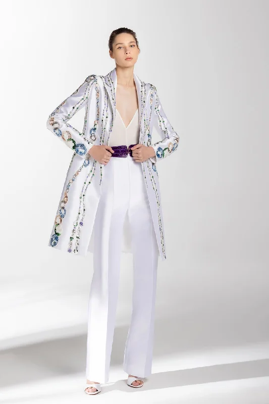 Beaded Mikado jacket with pants Satin Jacket Silk Jacket Chiffon Jacket