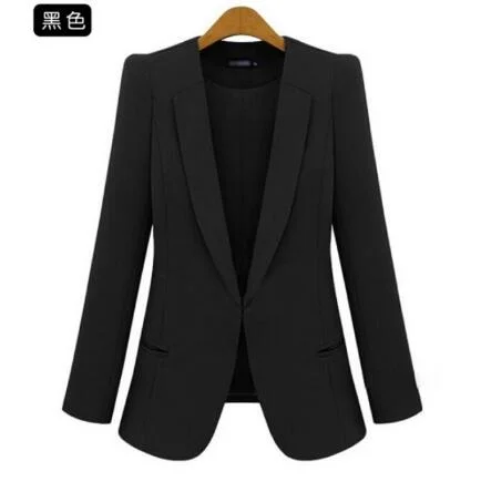 New Spring 2022 Women Blazers plus size fashion female slim blazer  Candy Color suit jacket ladies office coat Maxi Size S-4xl Front Pockets Side Pockets Patch Pockets