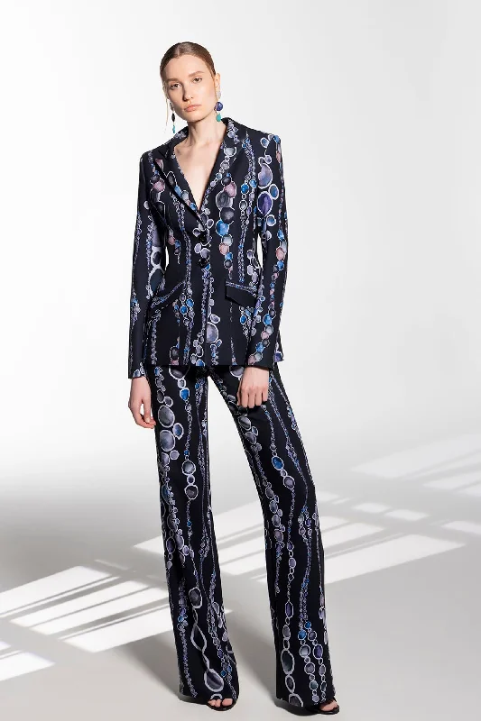 Printed crepe jacket with pants Embroidered Jacket Appliqued Jacket Beaded Jacket