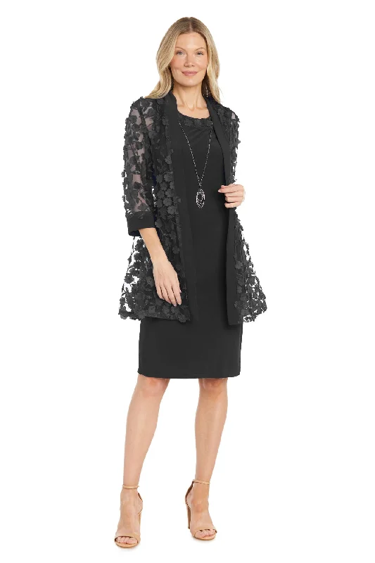 R&M Richards 1816 Short Mother of the Bride 3D Floral Print Jacket Dress Zip Front Button Front Snap Front R&M Richards 1816 Short Mother of the Bride 3D Floral Print Jacket Dress Zip Front Button Front Snap Front