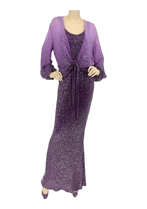 Violet Ombre Liquid Sequin Dress and Jacket LSJ3OM LSD3 Notch Collar Jacket Peter Pan Collar Jacket Cowl Neck Jacket