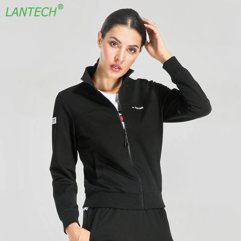 LANTECH Women Jacket Sports Yoga Sportswear Running Fitness Exercise Gym Jacket Clothes Zipper Quick Dry Long Sleeve Tops Rayon Fabric Velvet Fabric Corduroy Fabric