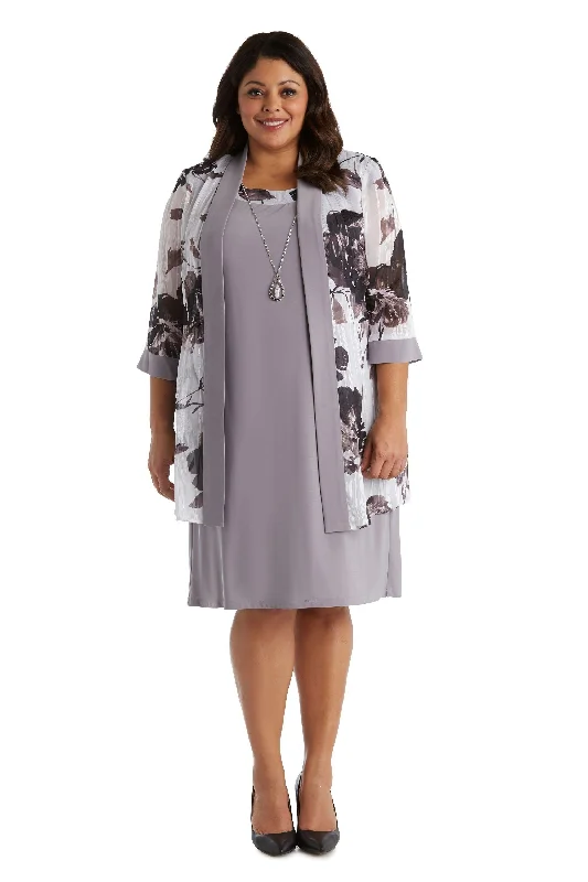 R&M Richards 7149W Plus Size Short Jacket Dress Front Pockets Side Pockets Patch Pockets