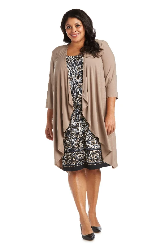 R&M Richards 7037W Short Plus Size Jacket Dress V-Neck Jacket Boat Neck Jacket Square Neck Jacket