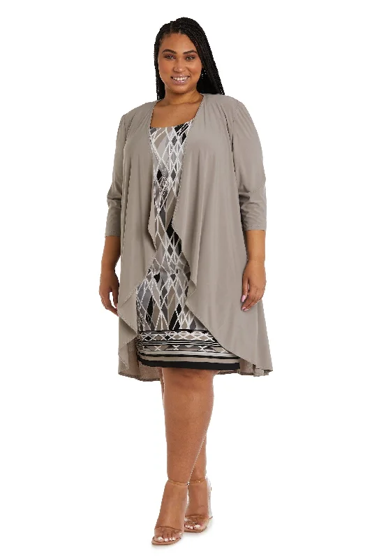 R&M Richards 7987W Short Plus Size Jacket Dress Embroidered Jacket Appliqued Jacket Beaded Jacket