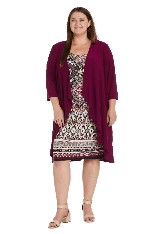 R&M Richards 9667W Short Plus Size Jacket Dress Print Jacket Jacquard Jacket Patchwork Jacket