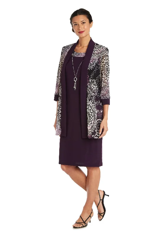 R&M Richards 7883 Short Print Jacket Cocktail Dress Toggled Jacket Drawstring Jacket Belted Jacket