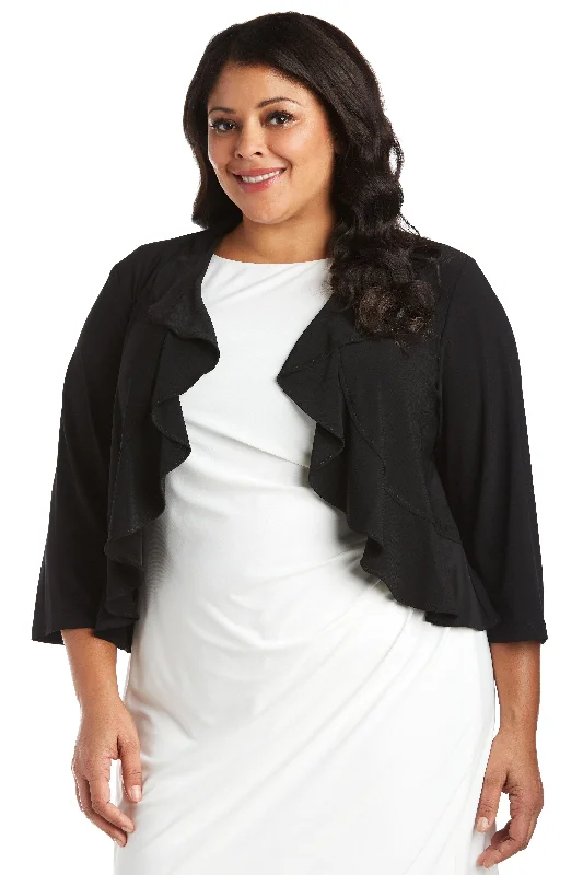 R&M Richards 342780 Shrug Plus Size Ruffle Jacket Tiered Jacket Buttoned Jacket Zippered Jacket