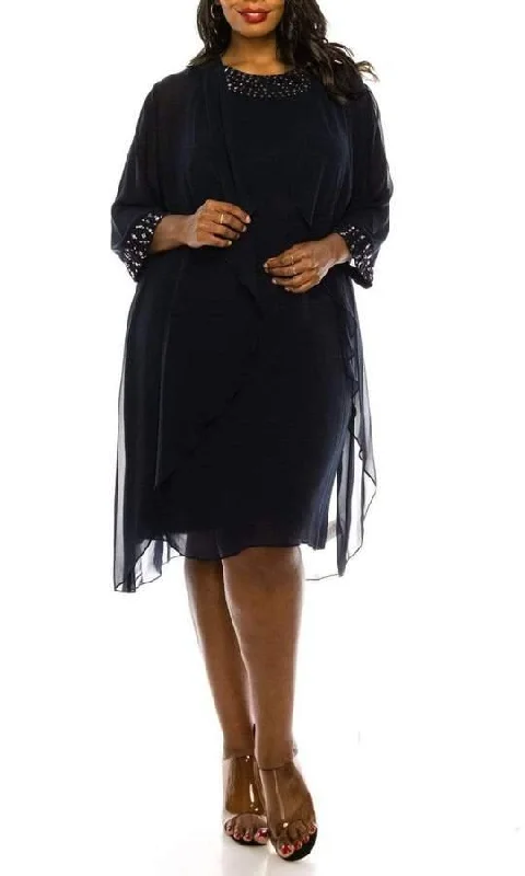 SL Fashions 9470367 Plus Size Short Jacket Dress Zip Front Button Front Snap Front